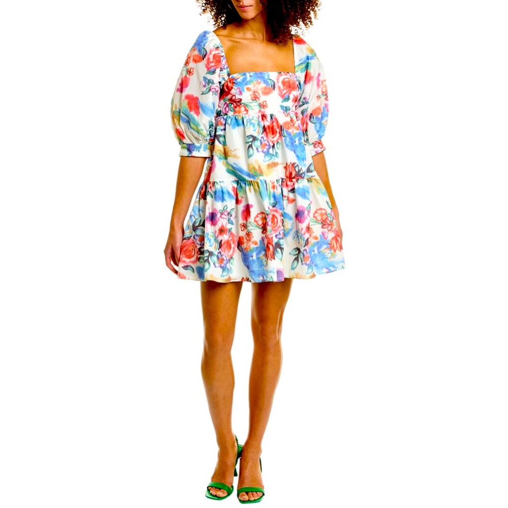 Amanda Uprichard Theodora MiniDress(Pasadena) WhiteMulticoloredFloral,S,FLAWLESS